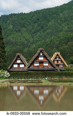 Reflection of Japanese House in Water, Japan, Gifu Prefecture View Large Photo Image Stock Photo - Reflection of Japanese House in Water, Japan, Gifu Prefecture. Fotosearch