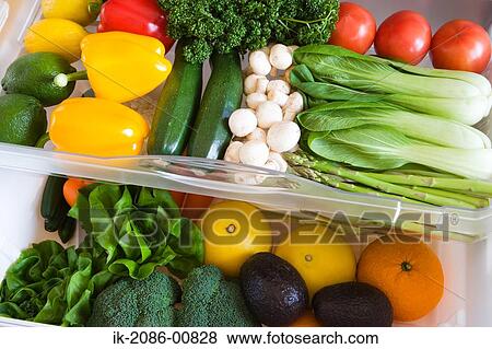 Refrigerator Filled with Fruit and Vegetables View Large Photo Image Stock Photo - Refrigerator Filled with Fruit and Vegetables. Fotosearch