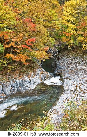 Stock Photo - River Passing Through Nakatsugawa Ravine, Japan. Fotosearch