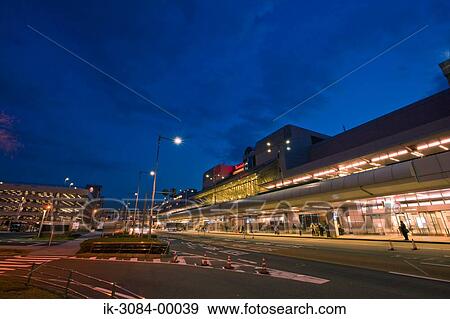 Roads with illuminated lights at airport terminal View Large Photo Image Stock Photo - Roads with illuminated lights at airport terminal. Fotosearch