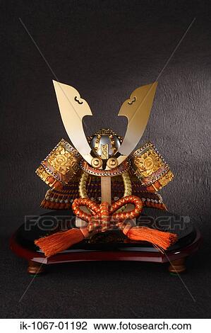 Stock Image - Samurai Helmet on display. Fotosearch