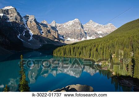 Scenic View of Moraine Lake in Banff, Alberta, Canada View Large Photo Image Stock Photo - Scenic View of Moraine Lake in Banff, Alberta, Canada. Fotosearch