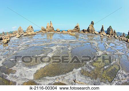 Picture - Strangely Shaped Rock in Wakayama Prefecture, Japan . Fotosearch