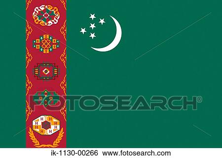 Turkmenistan National Flag View Large Photo Image Stock Photograph - Turkmenistan National Flag. Fotosearch