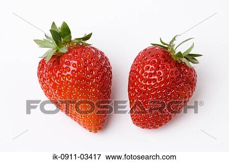 Stock Photo - Two Red Strawberries. Fotosearch