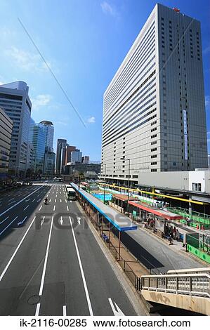 View of Bus Stop and Osaka Terminal Building in Japan View Large Photo Image Stock Photography - View of Bus Stop and Osaka Terminal Building in Japan. Fotosearch