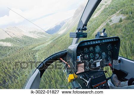 Stock Photo - View of Cockpit in Helicopter. Fotosearch