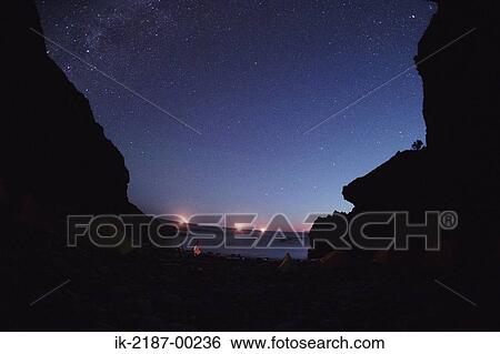Stock Photograph - View of Night Sky in Shiretoko Peninsula . Fotosearch