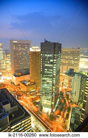 View of Skyscraper at Night in Japan View Large Photo Image Stock Image - View of Skyscraper at Night in Japan . Fotosearch