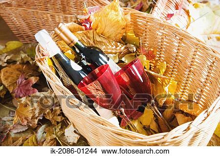 Wine Bottle and Glasses in Wicker Basket View Large Photo Image Picture - Wine Bottle and Glasses in Wicker Basket. Fotosearch