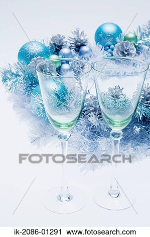 Wine Glasses with Christmas Decoration View Large Photo Image Stock Image - Wine Glasses with Christmas Decoration. Fotosearch