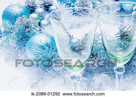 Wine Glasses with Christmas Decoration View Large Photo Image Stock Image - Wine Glasses with Christmas Decoration. Fotosearch
