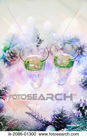 Wine Glasses with Christmas Decoration View Large Photo Image Stock Image - Wine Glasses with Christmas Decoration. Fotosearch