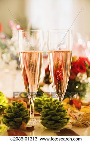 Wine Glasses with Christmas Decoration View Large Photo Image Stock Image - Wine Glasses with Christmas Decoration. Fotosearch