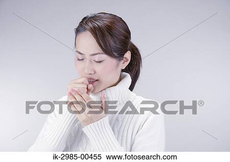 Woman Suffering From Cough View Large Photo Image Stock Photography - Woman Suffering From Cough. Fotosearch