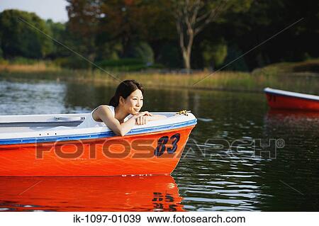 Young Woman in Boat View Large Photo Image Stock Photo - Young Woman in Boat. Fotosearch