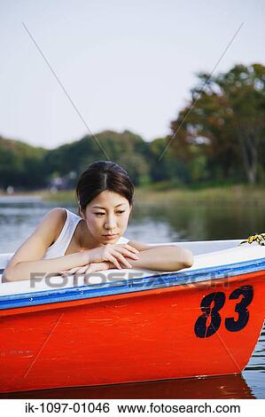 Young Woman in Boat View Large Photo Image Stock Photograph - Young Woman in Boat. Fotosearch