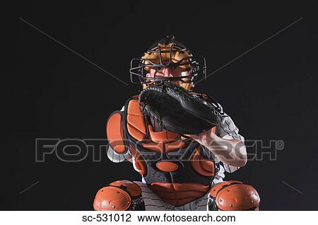 Baseball catcher waiting for ball View Large Photo Image Stock Image - Baseball catcher waiting for ball. Fotosearch