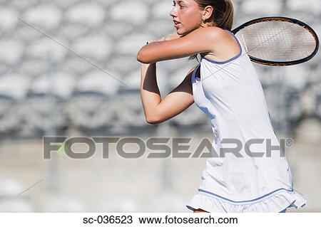 Stock Image - Female tennis player. Fotosearch