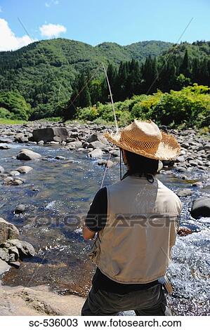Man with straw hat standing and fishing View Large Photo Image Stock Image - Man with straw hat standing and fishing. Fotosearch