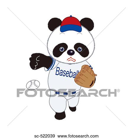 Stock Photo - Panda Baseball Player Pitching a Baseball. Fotosearch