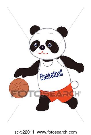 Stock Image - Panda Basketball Player Dribbling. Fotosearch