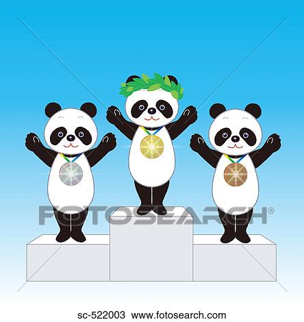 Panda Medal Winners on a Podium View Large Photo Image Stock Image - Panda Medal Winners on a Podium. Fotosearch