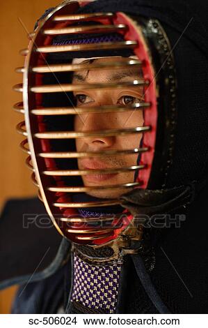Picture - Portrait of a Kendo Fencer. Fotosearch