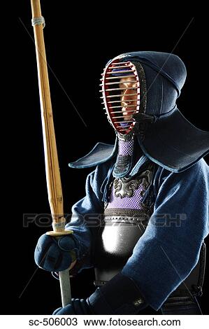 Stock Image - Portrait of a Kendo Fencer. Fotosearch