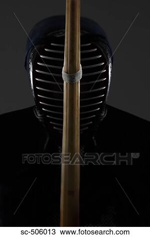 Stock Image - Portrait of a Kendo Fencer. Fotosearch