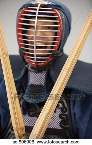 Portrait of a Kendo Fencer View Large Photo Image Stock Photo - Portrait of a Kendo Fencer. Fotosearch