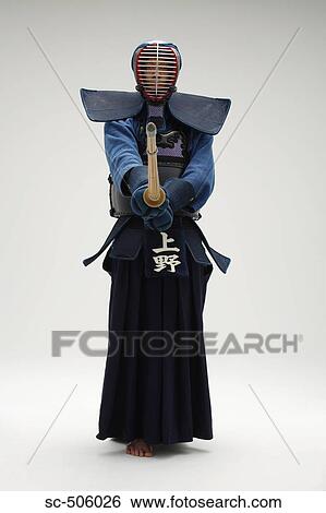 Stock Photograph - Portrait of a Kendo Fencer. Fotosearch