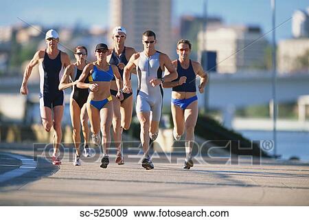 Triathloners Running View Large Photo Image Stock Photo - Triathloners Running. Fotosearch