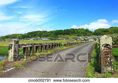 Stock Image - Bridge at Harajiri falls, Oita Prefecture. Fotosearch