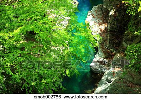 Greenery, rocks and flowing water, Tokushima Prefecture View Large Photo Image Stock Photograph - Greenery, rocks and flowing water, Tokushima Prefecture. Fotosearch