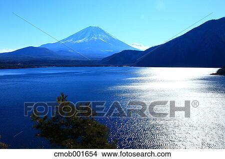 Mount Fuji and Lake Motosu in Minobu city, Yamanashi Prefecture View Large Photo Image Picture - Mount Fuji and Lake Motosu in Minobu city, Yamanashi Prefecture. Fotosearch