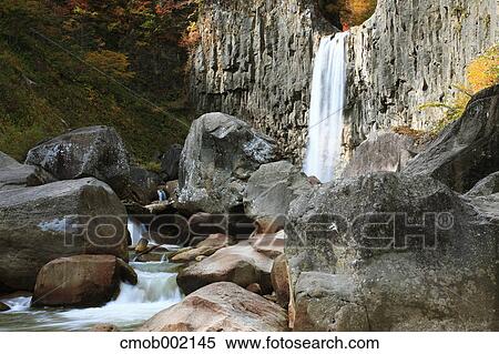 Stock Photography - Naena waterfall, Niigata Prefecture. Fotosearch