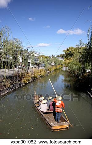 Stock Image - River boat in Kurashiki, Okayama Prefecture. Fotosearch