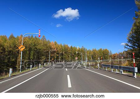 Road and blue sky with clouds, Hokkaido View Large Photo Image Stock Photography - Road and blue sky with clouds, Hokkaido. Fotosearch