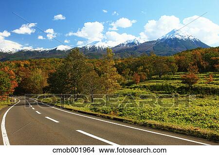 Road and mountainscape in Shari, Hokkaido View Large Photo Image Picture - Road and mountainscape in Shari, Hokkaido. Fotosearch