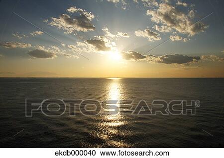 Stock Image - Sea at sunset at Tokyo Bay, Chiba Prefecture. Fotosearch