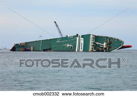 Stock Image - Shipwrecked ferry in Kumano, Mie Prefecture. Fotosearch