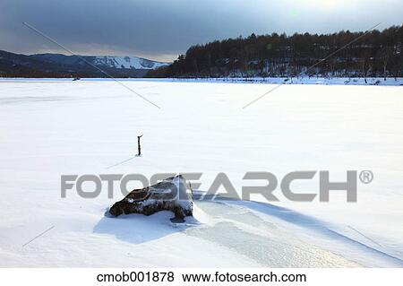 Snow at Magami lake, Nagano Prefecture View Large Photo Image Stock Photo - Snow at Magami lake, Nagano Prefecture. Fotosearch
