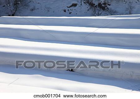 Picture - Snow at Susobana river, Nagano Prefecture. Fotosearch