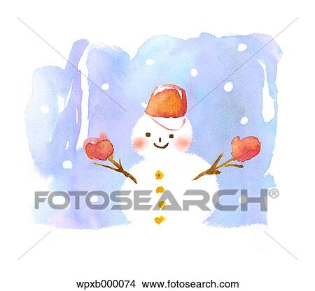 Picture - Snowman illustration. Fotosearch