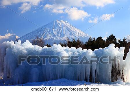 View of mount Fuji and icicles at Yachonomori Park, Yamanashi Prefecture View Large Photo Image Stock Image - View of mount Fuji and icicles at Yachonomori Park, Yamanashi Prefecture. Fotosearch