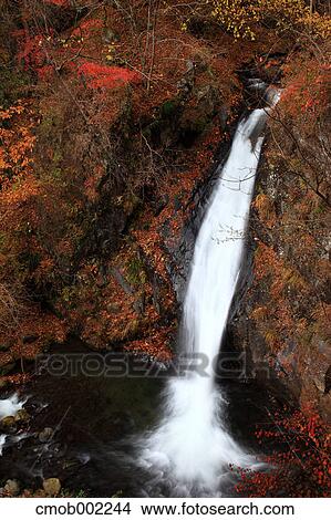 Waterfall in Itajiki Valley, Yamanashi Prefecture View Large Photo Image Picture - Waterfall in Itajiki Valley, Yamanashi Prefecture. Fotosearch