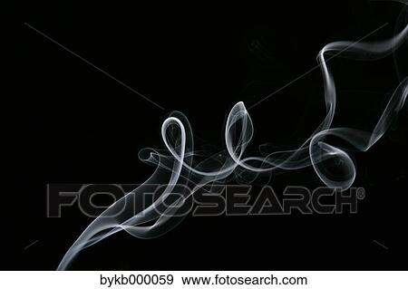 Stock Photo - White smoke on black background. Fotosearch