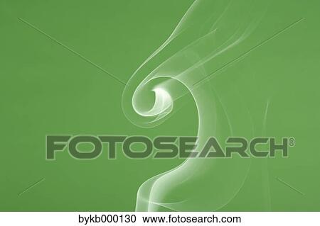 Stock Image - White smoke on green background. Fotosearch