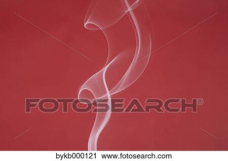 Stock Image - White smoke on red background. Fotosearch